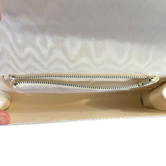 Vintage Ivory Floral Beaded Satin Evening Bag Clutch Bridal 1950s Glam Formal - Picture 6 of 8